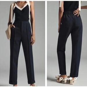 ANTHROPOLOGIE x MAEVE Seamed Cuff Trouser Pants Black Sz 4 {PP52}